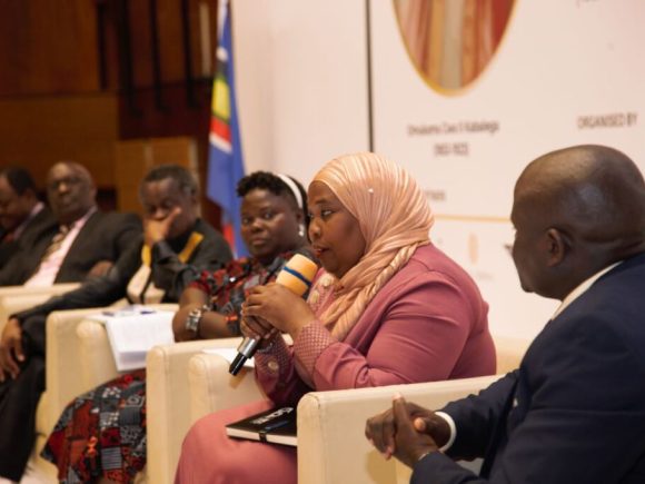 Hajjat. Hajara Nalubega delivering her remarks during the panel discussion.