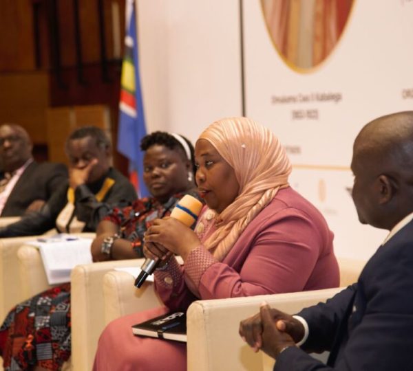 Hajjat. Hajara Nalubega delivering her remarks during the panel discussion.