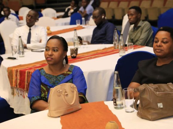 Dr. Cindy Evelyn Magara, Director of Nyati Motion Pictures (left) the developers of the Omukama Cwa II Kabalega Documentary together with a colleague attending the lecture.