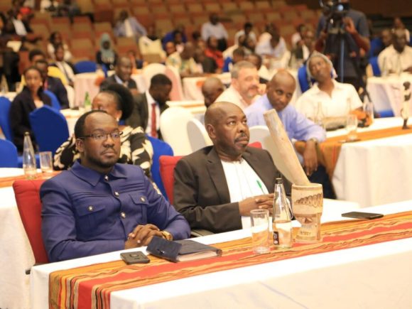 The Chief Prince of Bunyoro-Kitara Kingdom, Owek. Mugenyi Fred Rucunya (right) and Prince Dr. James Kisoro in attendance of the lecture.